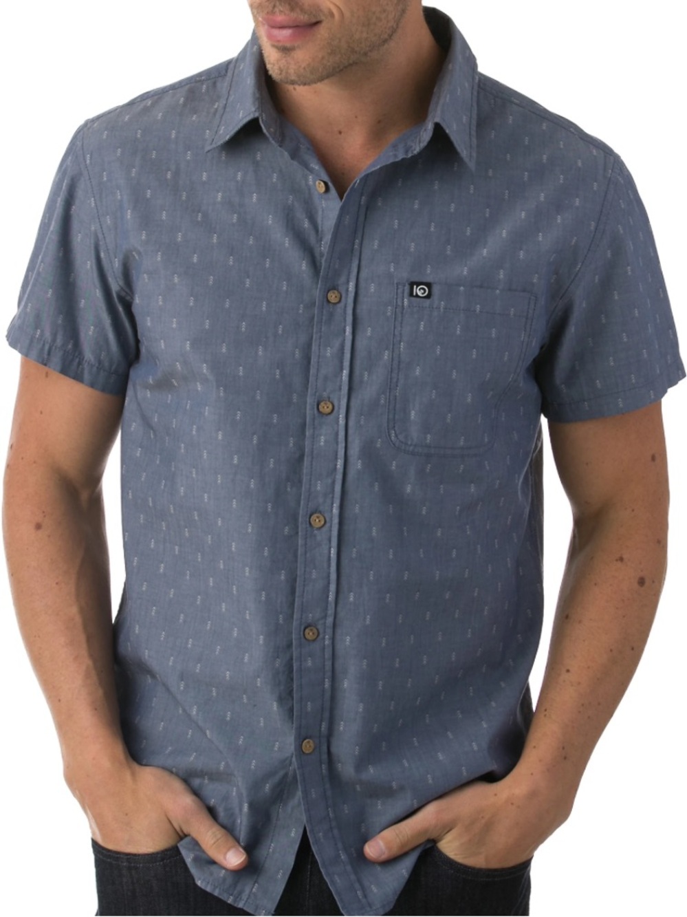 Tentree Borneo Short Sleeve Shirt - Men's Size Small 100% Organic Cotton Blue
